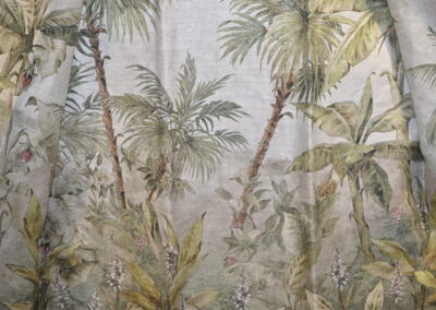 panot palmeras , telas decorativas. paisaje palmeras lino