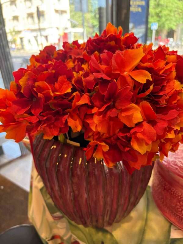 Flores Ortensias Naranjas artificiales - Imagen 3