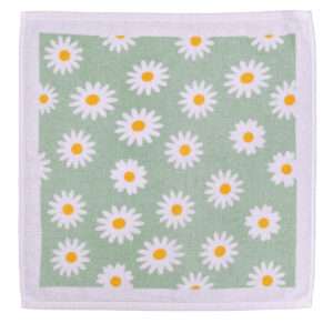 Paño de felpa estampados de margarita verde