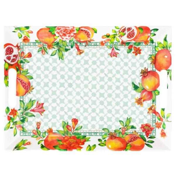 Bandeja de melamina con asas ,granadas - 50 x 36 x 5 cm
